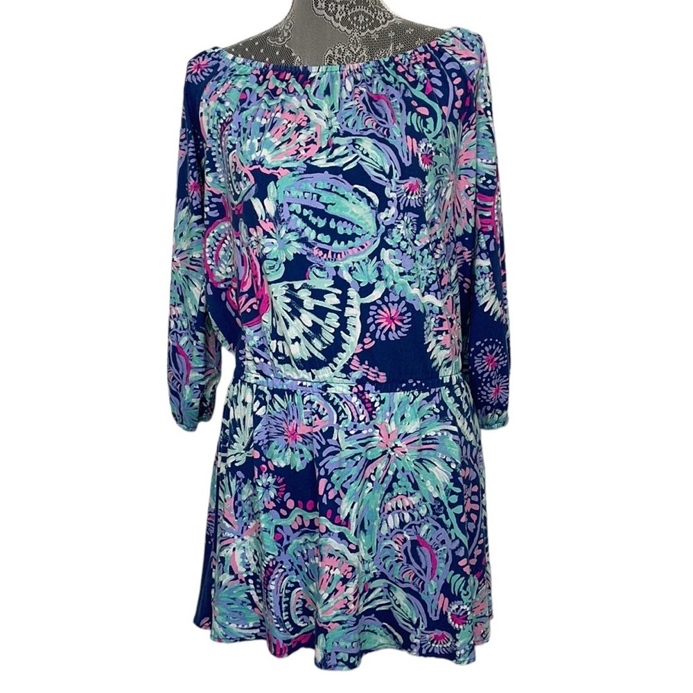 Lilly Pulitzer Lana skort romper indigo Gypsea Girl pattern.  Size Large.  EUC